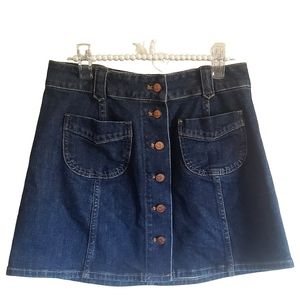 Madewell Blue Denim Skirt High Waist Hippie Boho Girly Y2K Gypsy Sz 4 Womens
